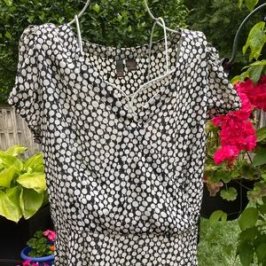 Sere Nade Black Cream Circle Pattern Blouse SZ XL